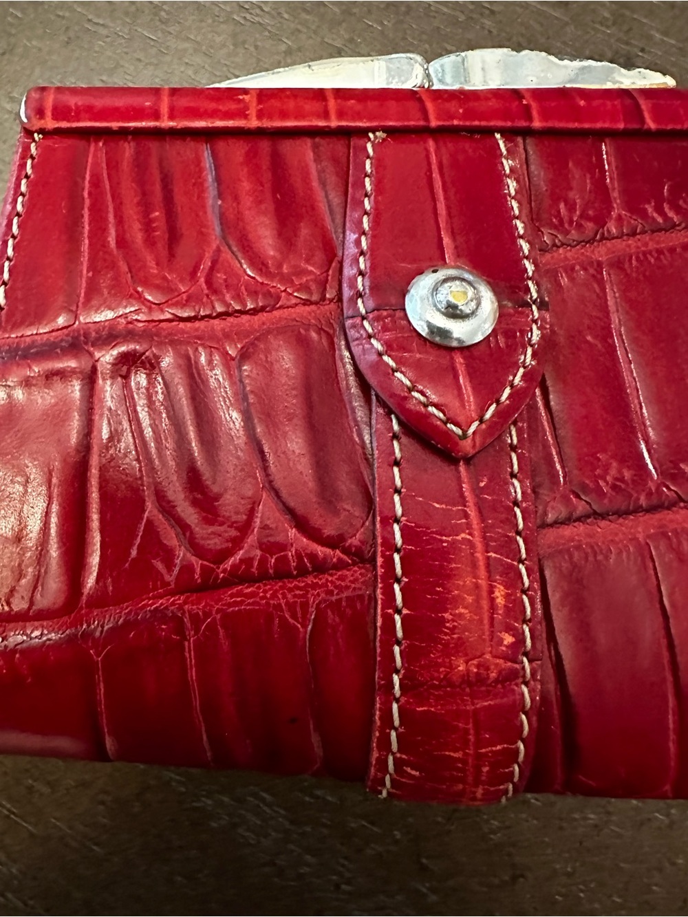 Brighton Vintage Red Croc-Embossed Leather Coin Wallet/ Card Holder - Picture 14 of 15